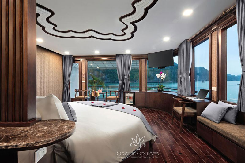 Du Thuyền Orchid Cruises có 2 Du Thuyền với tổng số phòng lên tới 16 phòng sức chứa lên tới 40 khách trên mỗi du thuyền